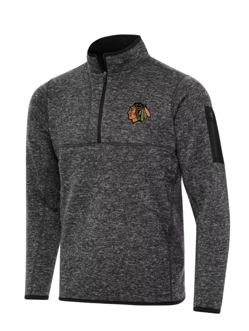 NEW Antigua Chicago Blackhawks NHL Black & Grey Quarter Zip Pullover Mens XXL